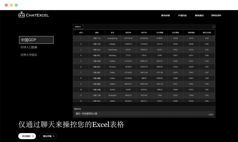 酷表ChatExcel