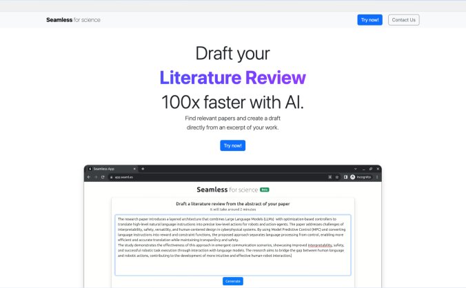 Seamless：AI驱动的科研文献综述生成器