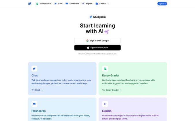 Studyable – AI Learning Tools & Flash Cards