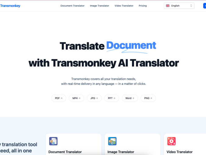 翻译文档、图像、视频在线基于AI | Transmonkey